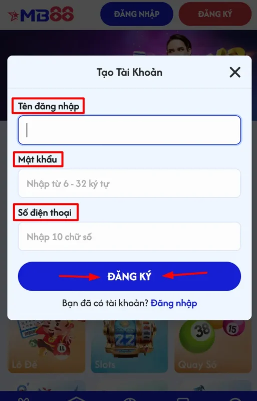MB88 Trang chủ 6 DK tài khoản mb88 mobile